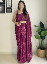 Georgette Wine Party Wear Sequins Work Saree